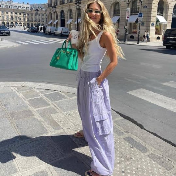 The Frankie Shop Pants - The Frankie Shop Celeste Cargo Pant - Lilac